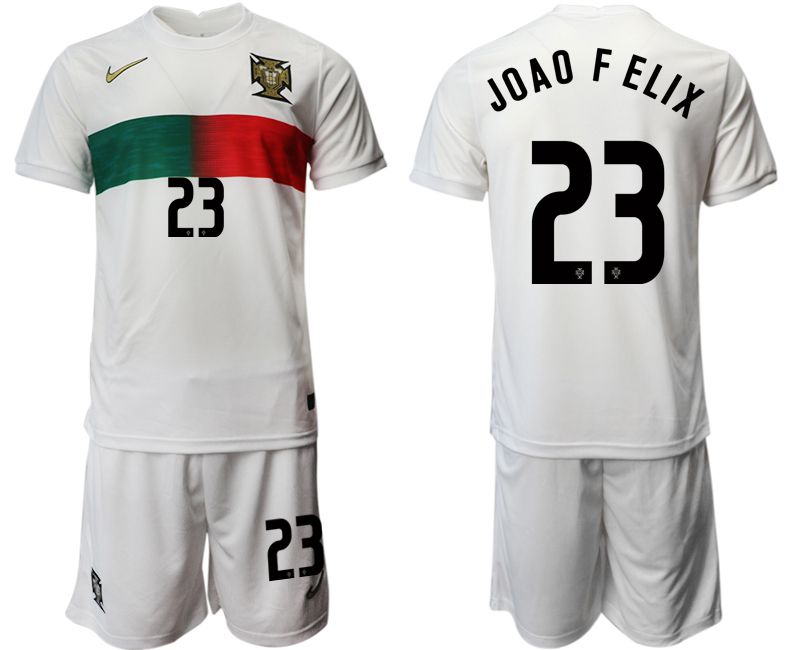 Men 2022 World Cup National Team Portugal away white #23 Soccer Jersey->portugal jersey->Soccer Country Jersey